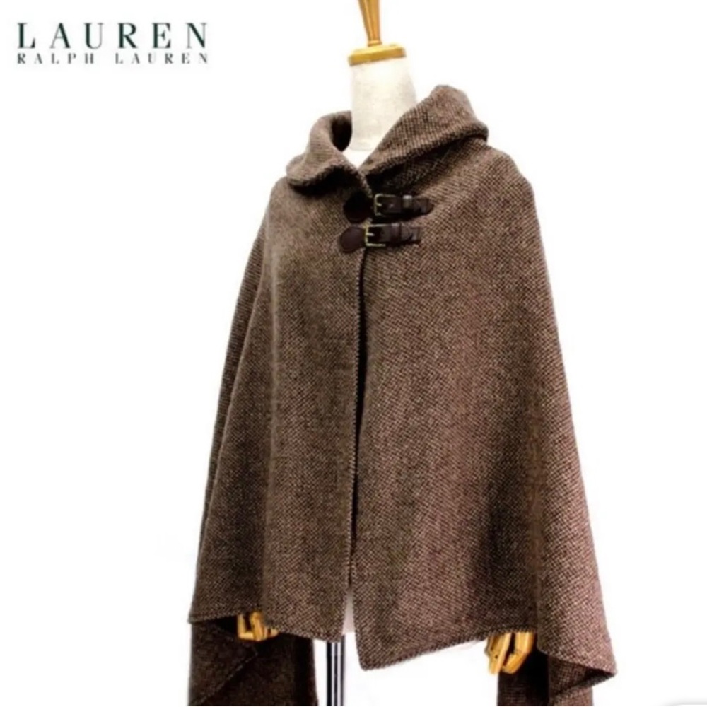 Lauren Ralph Lauren Brown Hooded Sweater Cape